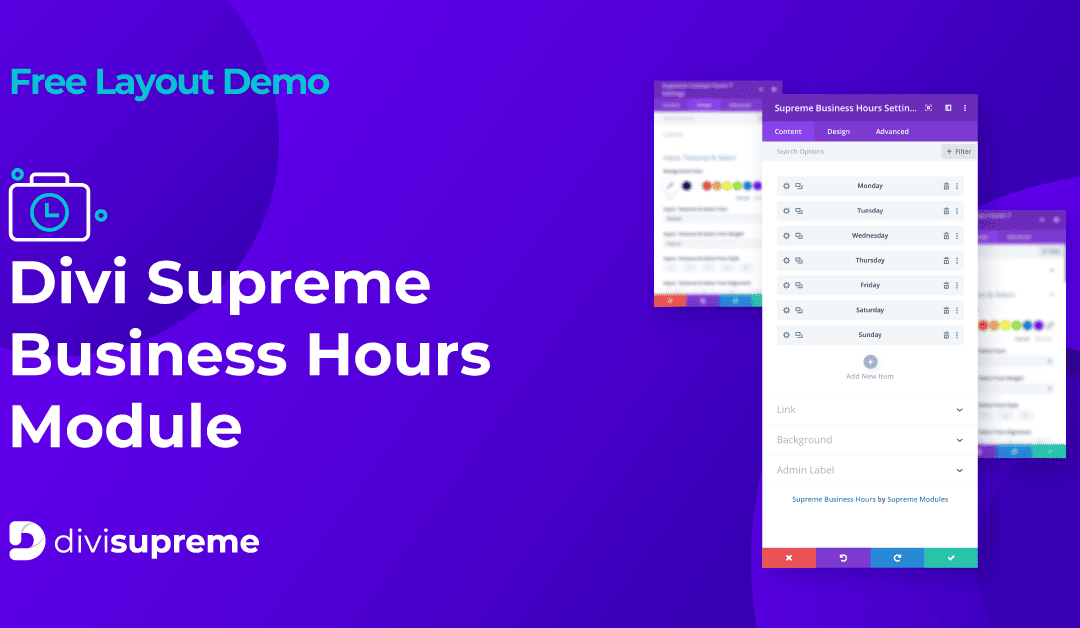Free Layout Demo: Divi Supreme Business Hours Module
