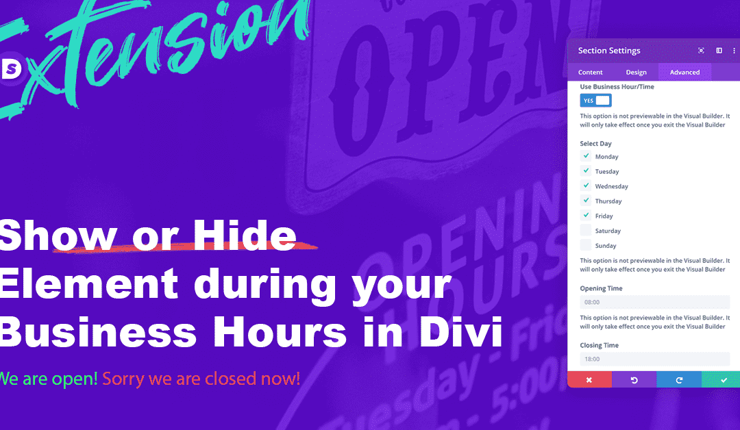 How to Show or Hide Element during your Business Hours in Divi