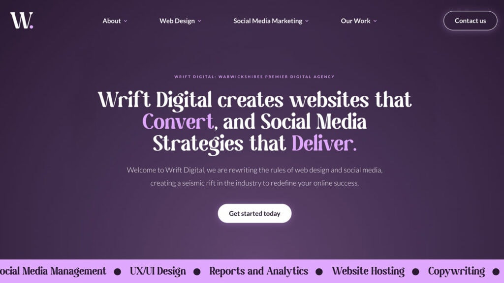 Wrift Digital homepage