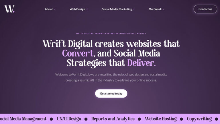 Wrift Digital homepage