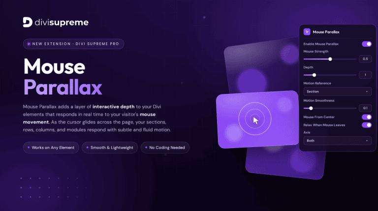 Divi Supreme Mouse Parallax