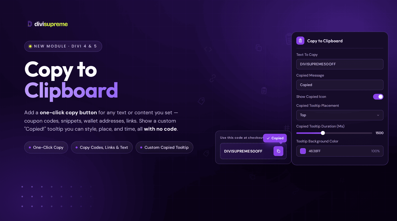 Divi Copy to Clipboard